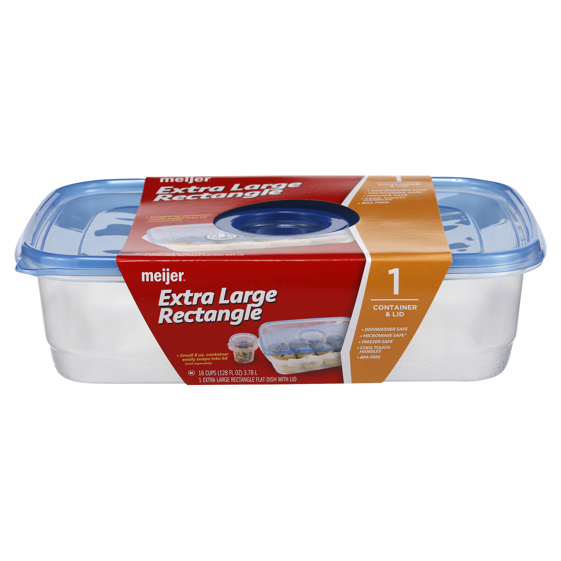 slide 1 of 9, Meijer Storage Containers, Extra Large Rectangle, 128 oz