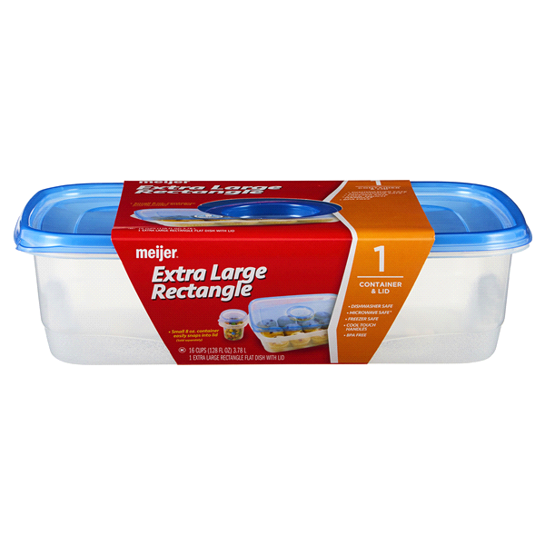 slide 1 of 1, Meijer Extra Large Rectangle Storage Containers, 128 oz