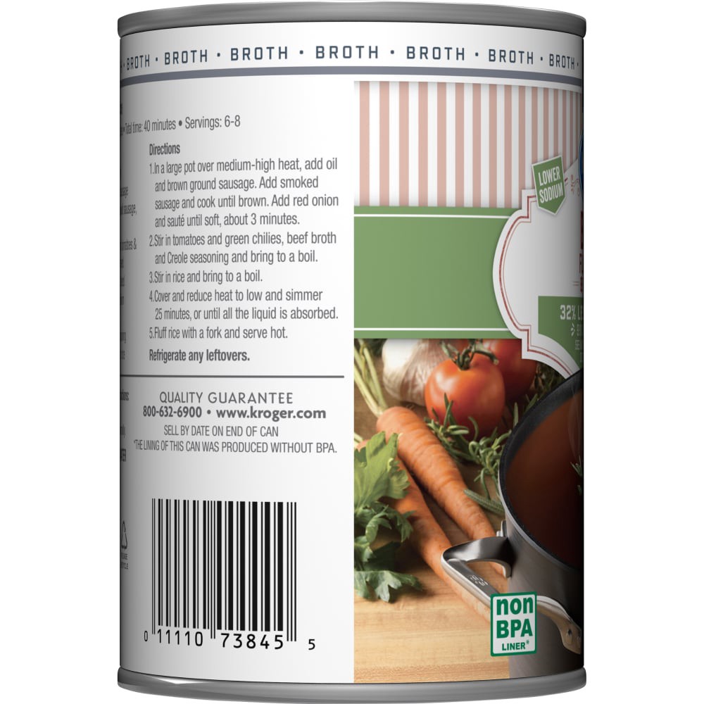 slide 3 of 4, Kroger Fat Free Reduced Sodium Beef Broth, 14 oz