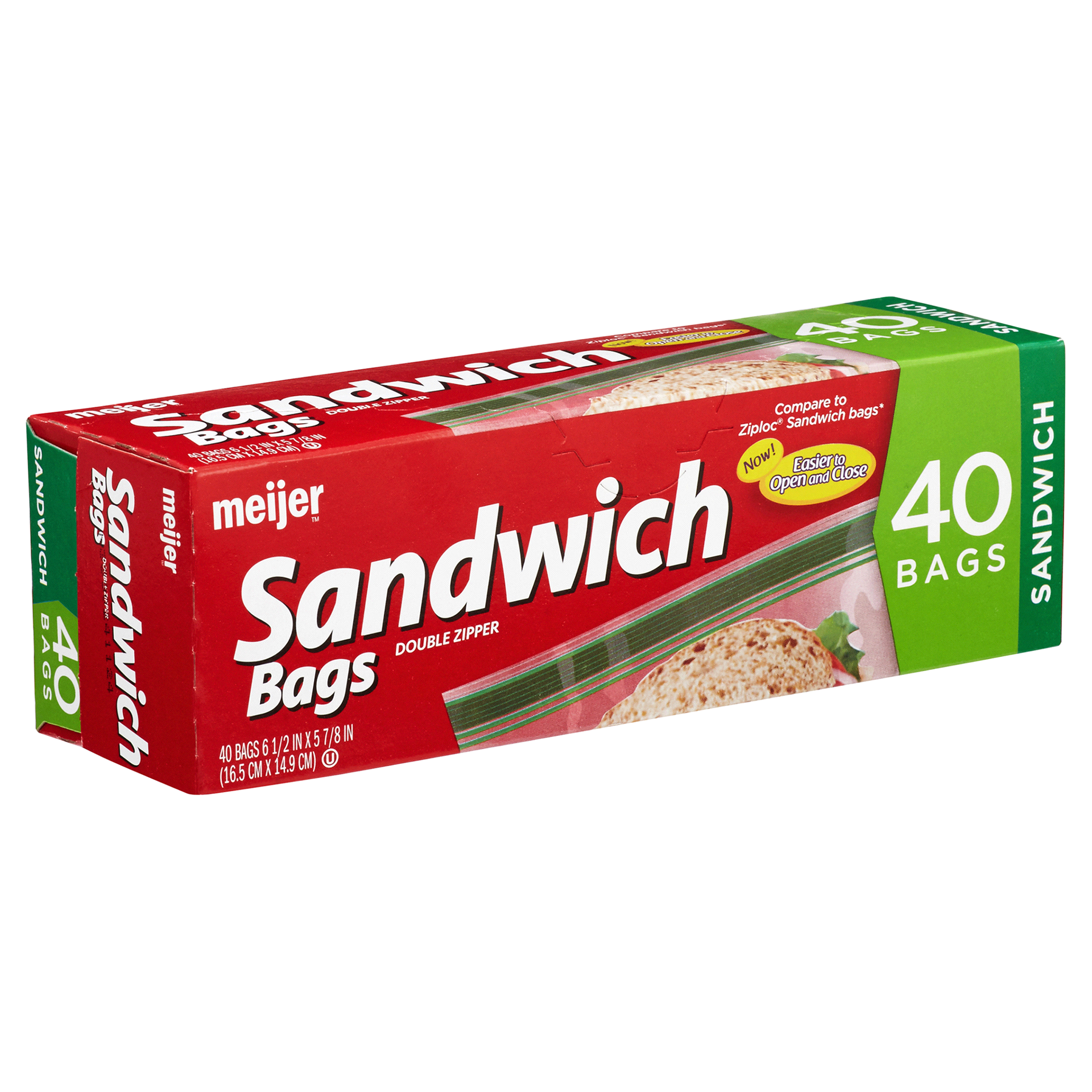 slide 5 of 29, Meijer Double Zipper Sandwich Bags, 40 ct