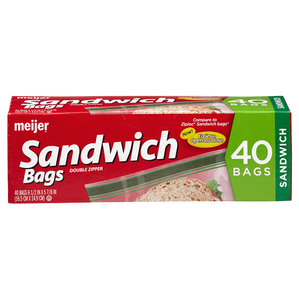 Meijer Reclosable Double Zipper Sandwich Bags, 40 ct