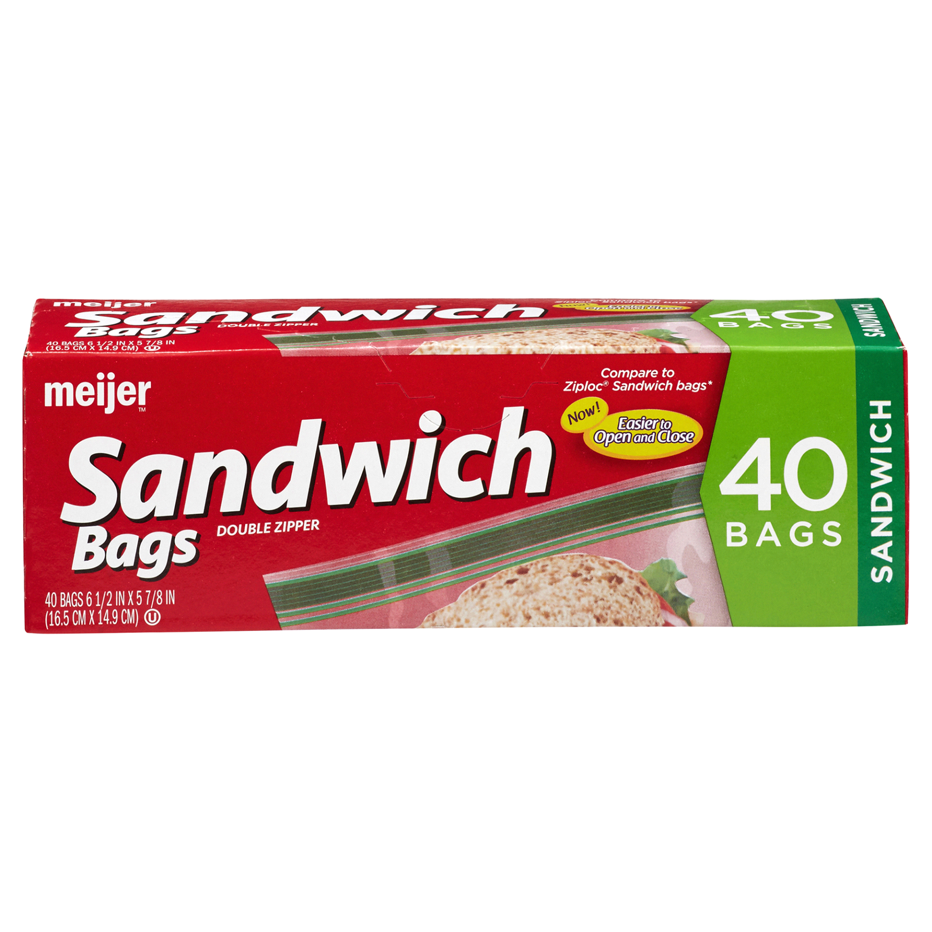 slide 1 of 29, Meijer Double Zipper Sandwich Bags, 40 ct