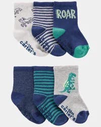 Carter's Carters Baby Boy 6-Pack Dinosaur Socks Blue/Green/Grey 12-24