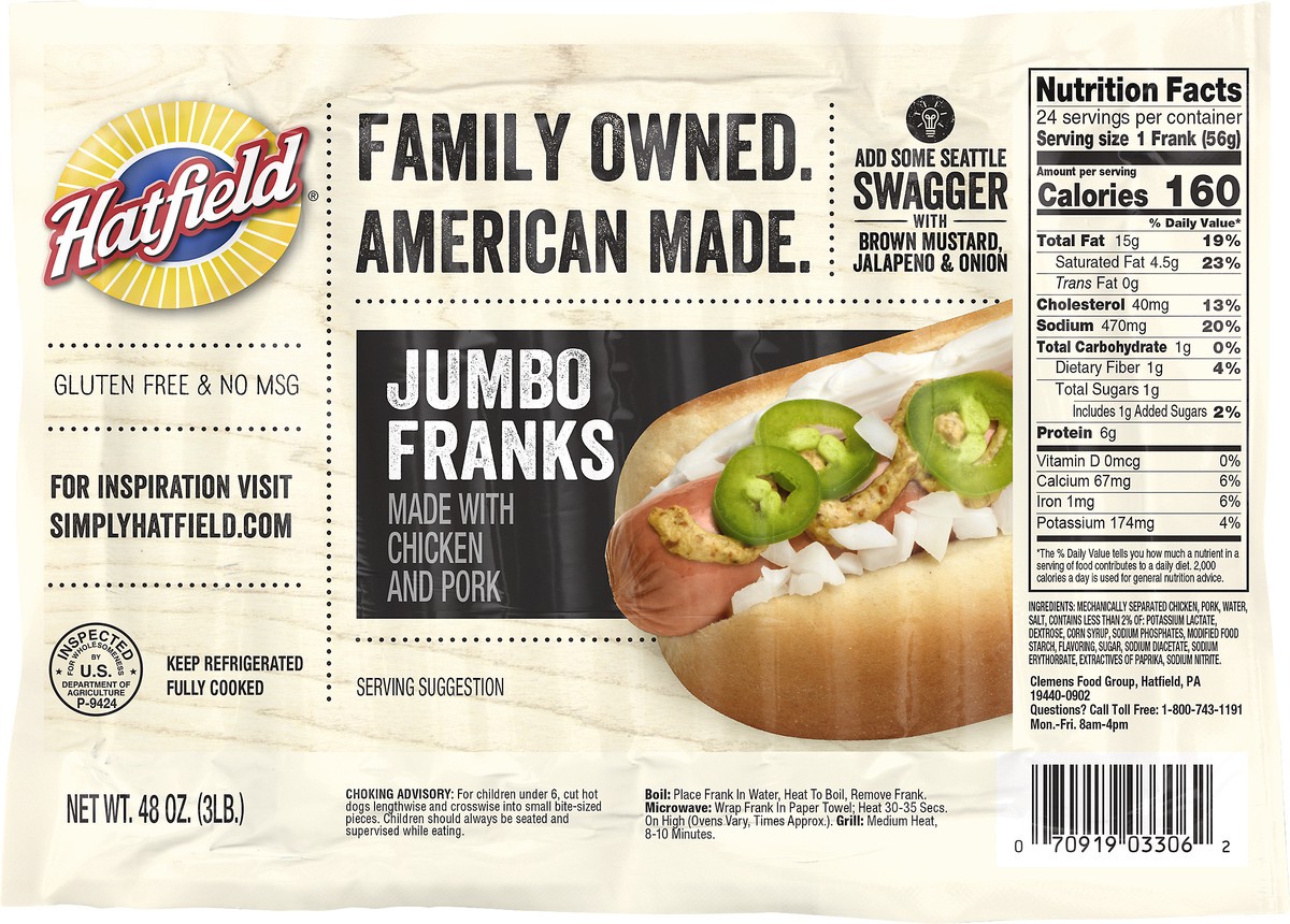 slide 1 of 5, Hatfield Jumbo Franks 48 oz, 48 oz