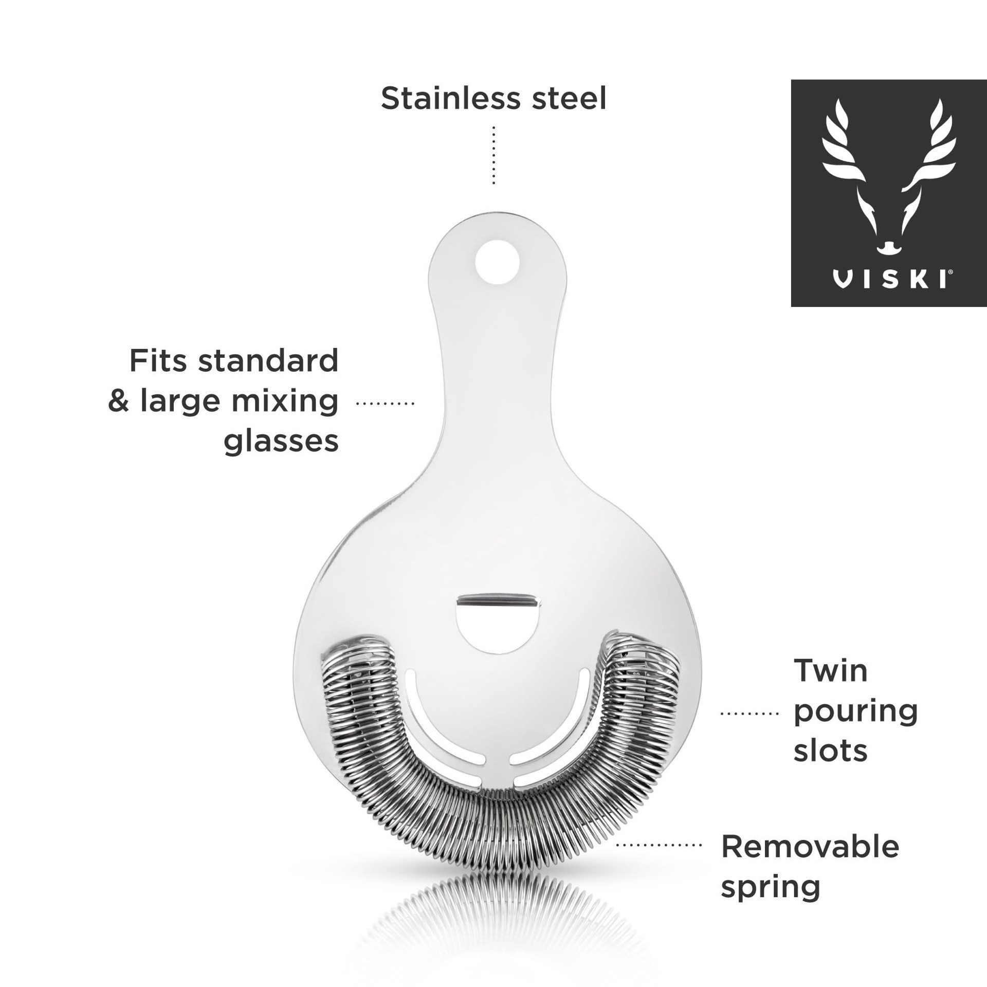 slide 5 of 5, Viski Hawthorne Strainer, Stainless Steel Cocktail Strainer, Professional Bartending Accessories , 1 ct