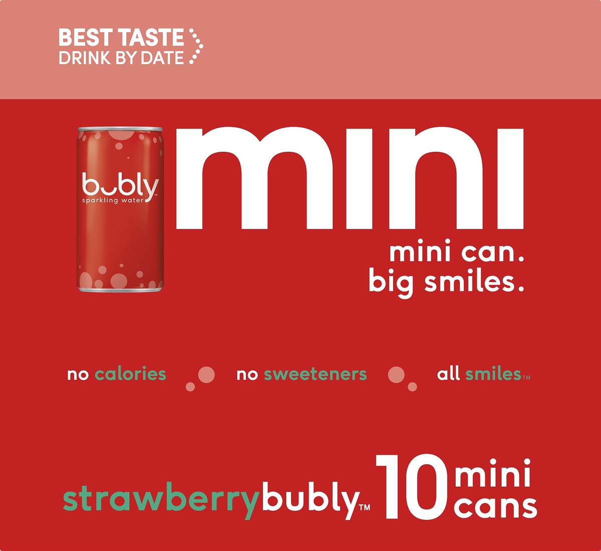 slide 3 of 4, bubly Mini Strawberry Sparkling Water - 10 ct, 10 ct