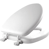 slide 3 of 5, Mayfair Elongated Cushioned Vinyl Soft Toilet Seat with Easy•Clean & Change Hinge, White, 1 ct