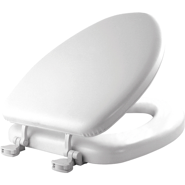 slide 4 of 5, Mayfair Elongated Cushioned Vinyl Soft Toilet Seat with Easy•Clean & Change Hinge, White, 1 ct