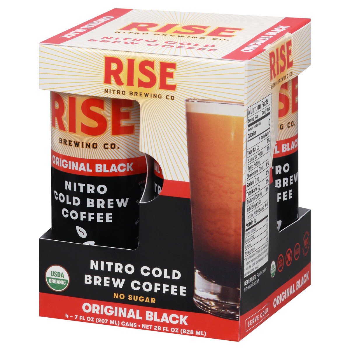 slide 3 of 10, RISE Brewing Co. Nitro Cold Brew Original Black Coffee 4-7 fl oz Cans, 4 ct