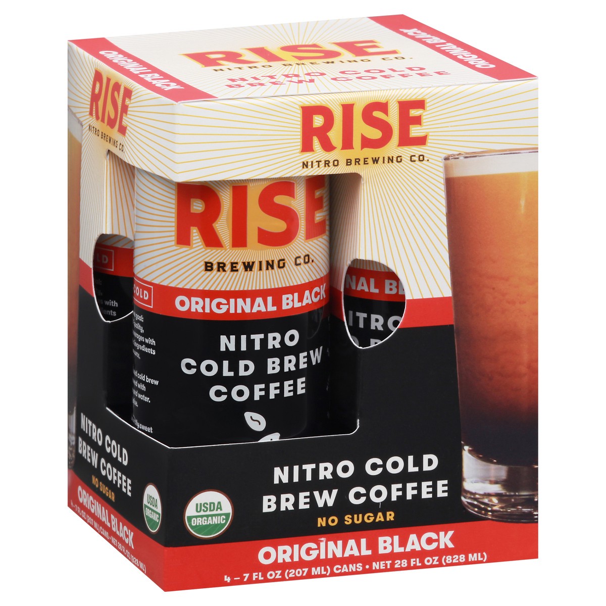 slide 2 of 10, RISE Brewing Co. Nitro Cold Brew Original Black Coffee 4-7 fl oz Cans, 4 ct