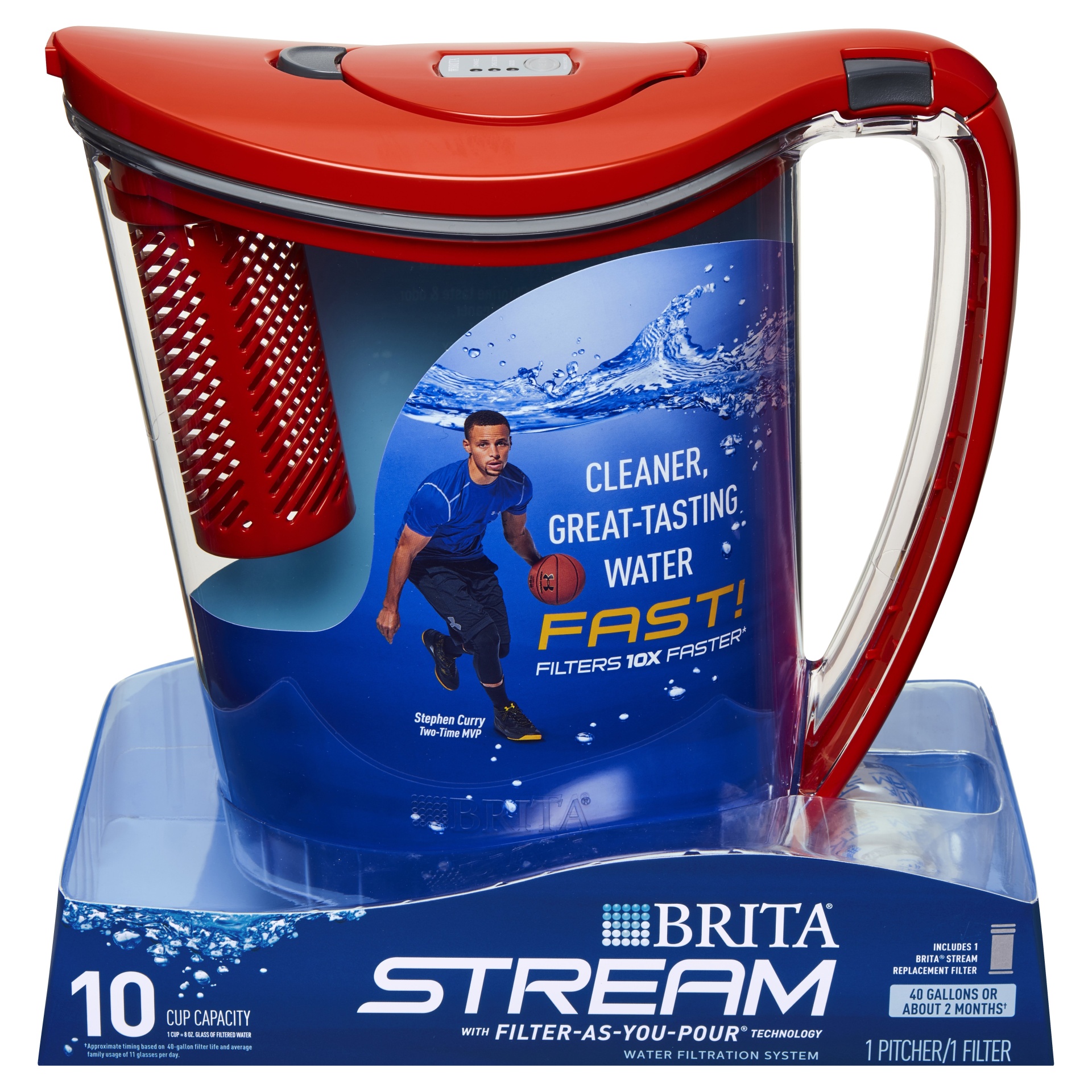 slide 1 of 13, Brita Stream Hydro Filter As You Pour Water Pitcher, 10 cup