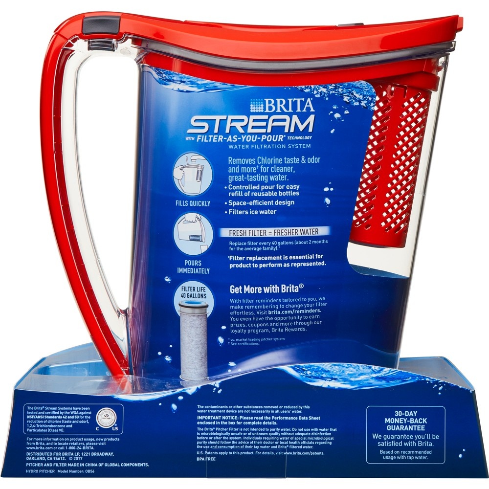 slide 7 of 13, Brita Stream Hydro Filter As You Pour Water Pitcher, 10 cup