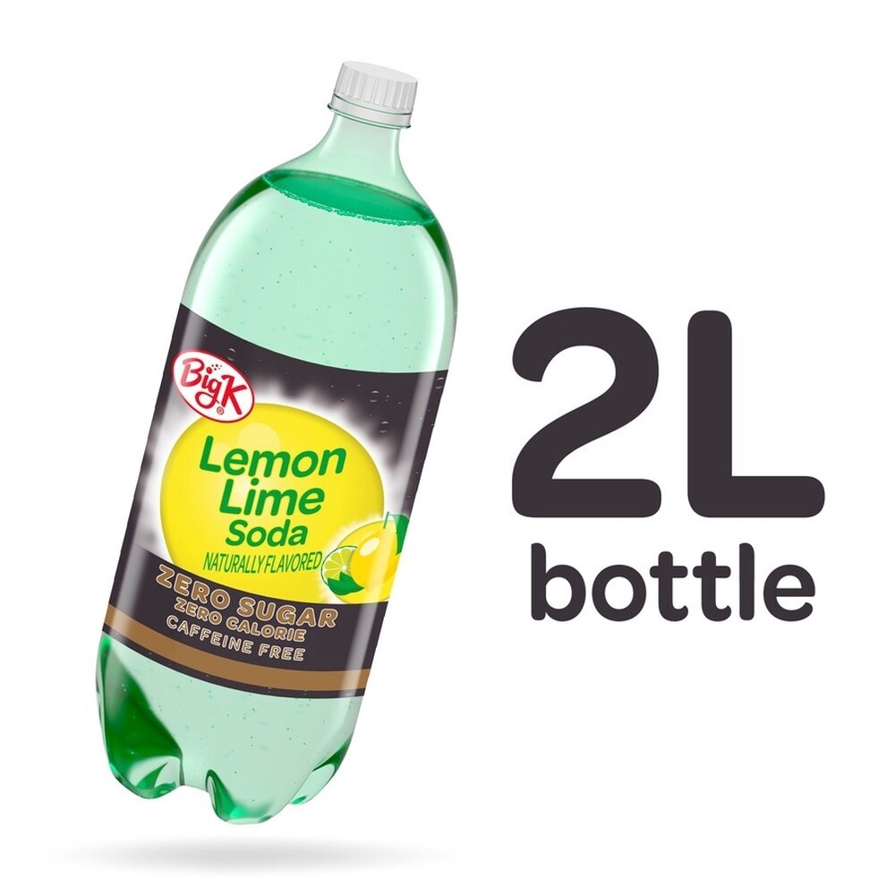 slide 2 of 5, Big K Caffeine Free Zero Sugar Lemon Lime Soda - 2 liter, 2 liter