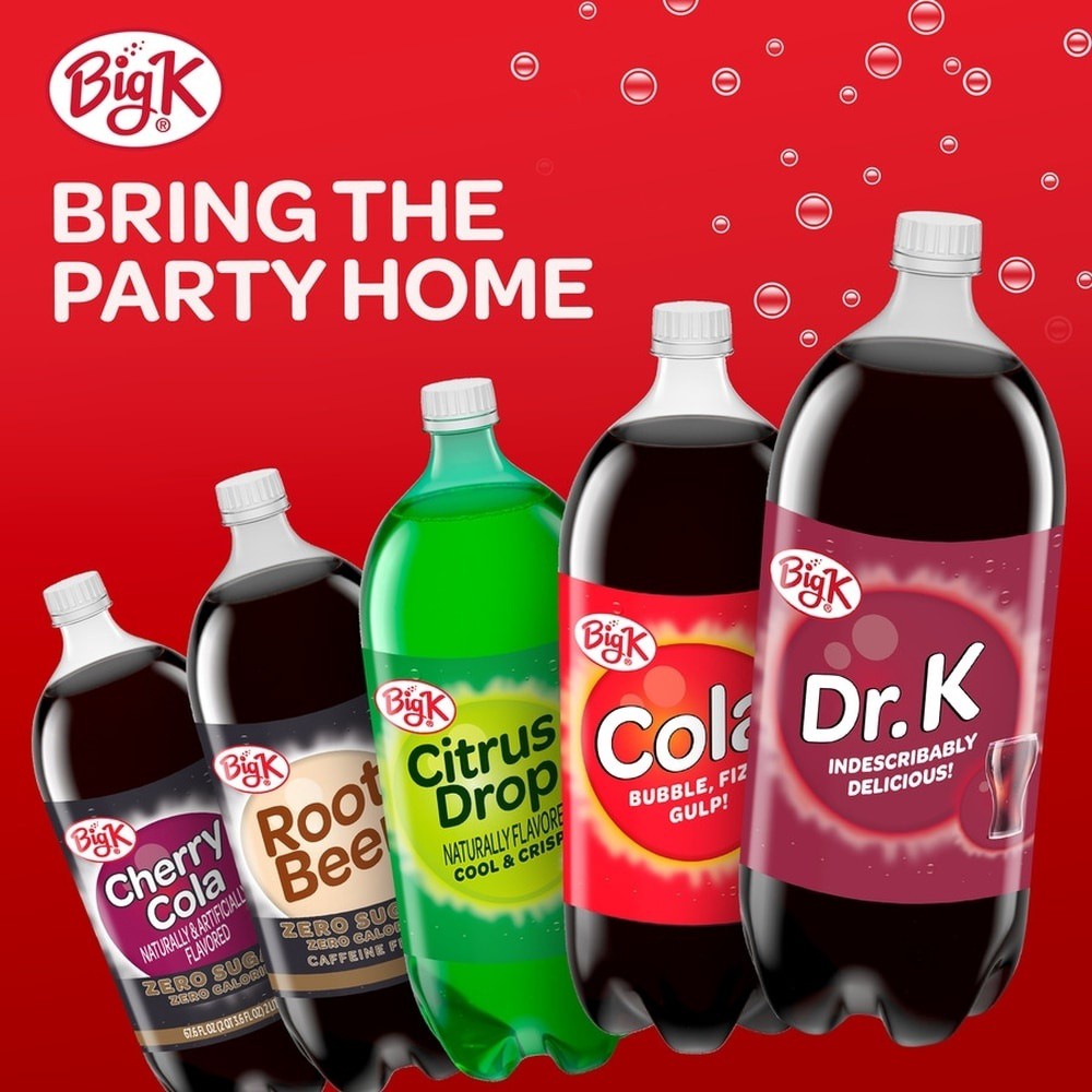 slide 4 of 5, Big K Caffeine Free Zero Sugar Lemon Lime Soda - 2 liter, 2 liter