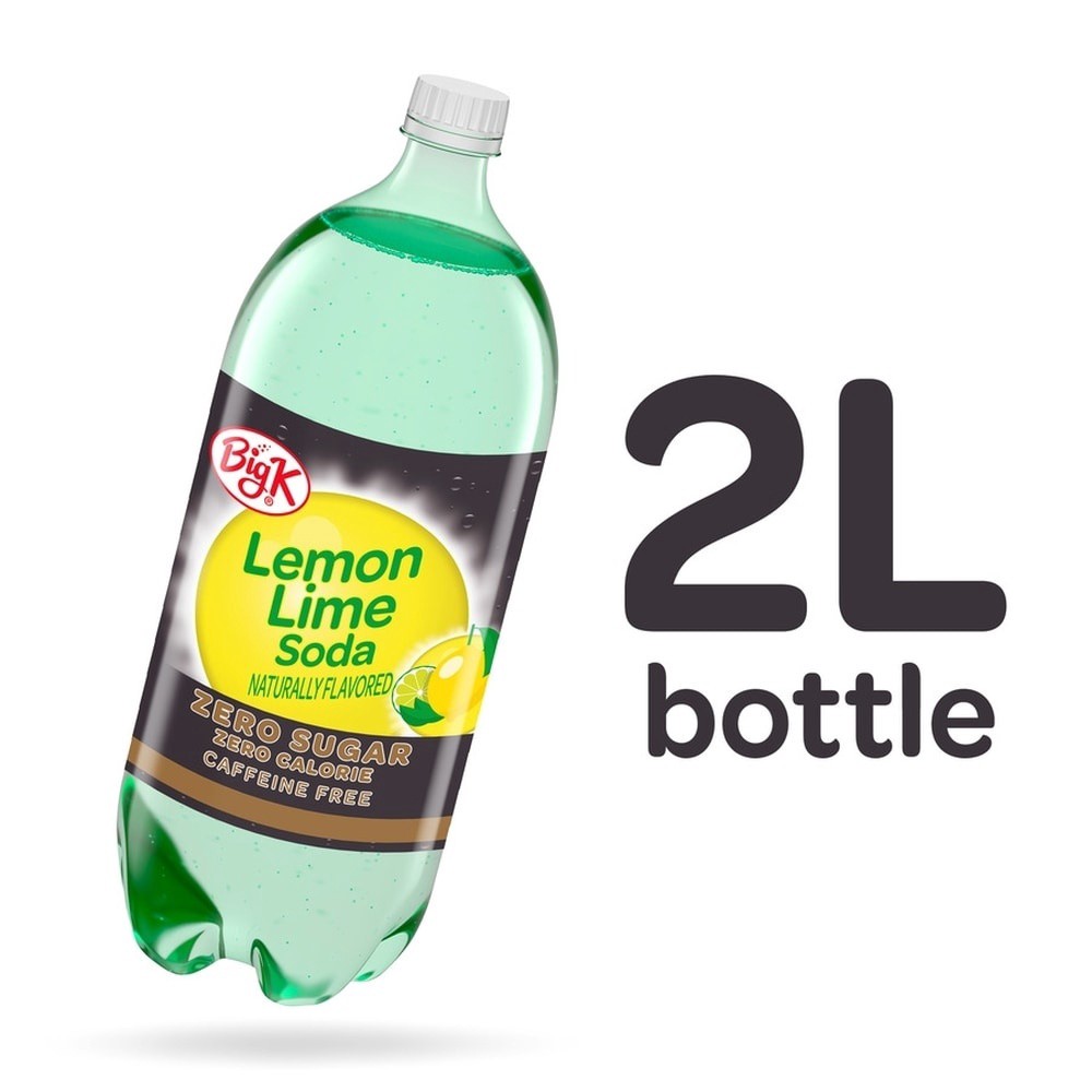 slide 5 of 5, Big K Caffeine Free Zero Sugar Lemon Lime Soda - 2 liter, 2 liter