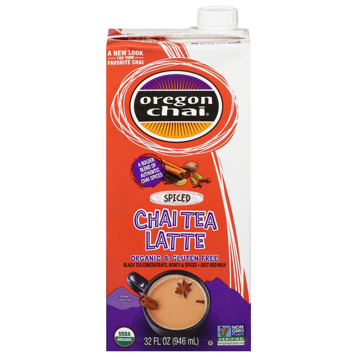 slide 1 of 4, Oregon Chai Spiced Chai Tea Latte 32 fl oz, 32 oz