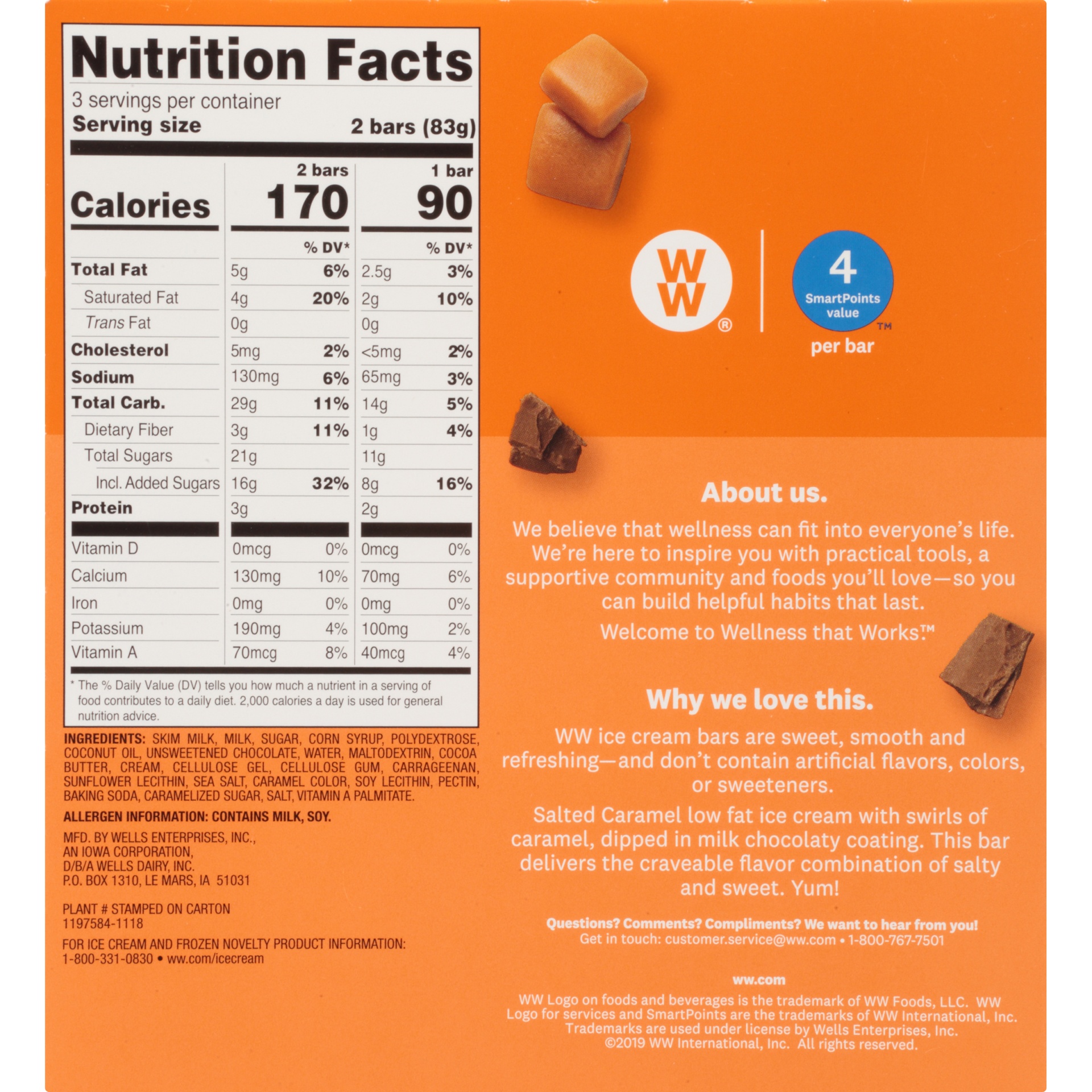 slide 6 of 8, Weight Watchers Salted Caramel Ice Cream Bars, 6 ct; 2.25 fl oz