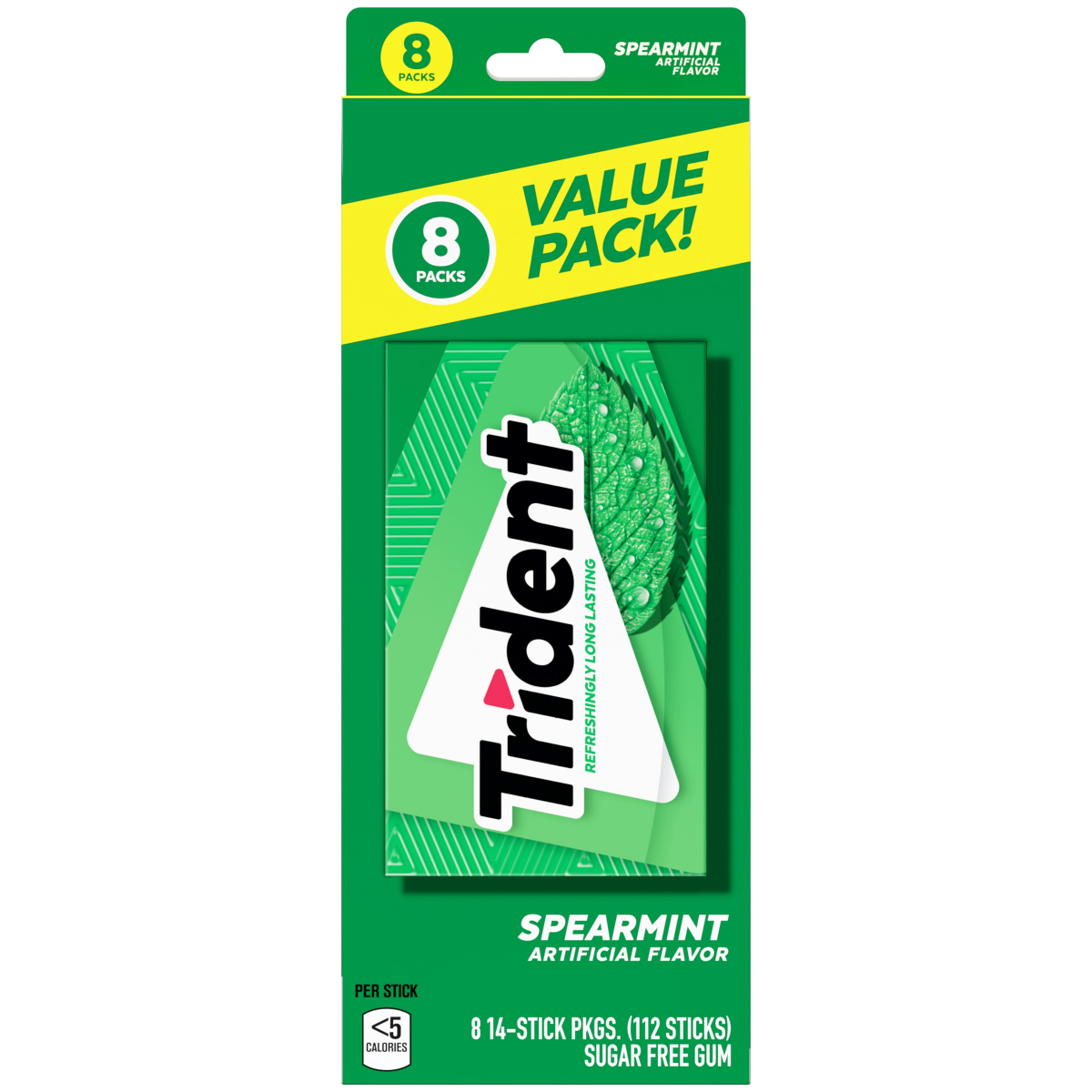 slide 1 of 5, Trident 8Pk Spearmint 112Pc, 8 ct, 112 ct