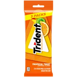 Trident Tropical Twist Sugar Free Gum, 3 Packs of 14 Pieces (42 Total Pieces)