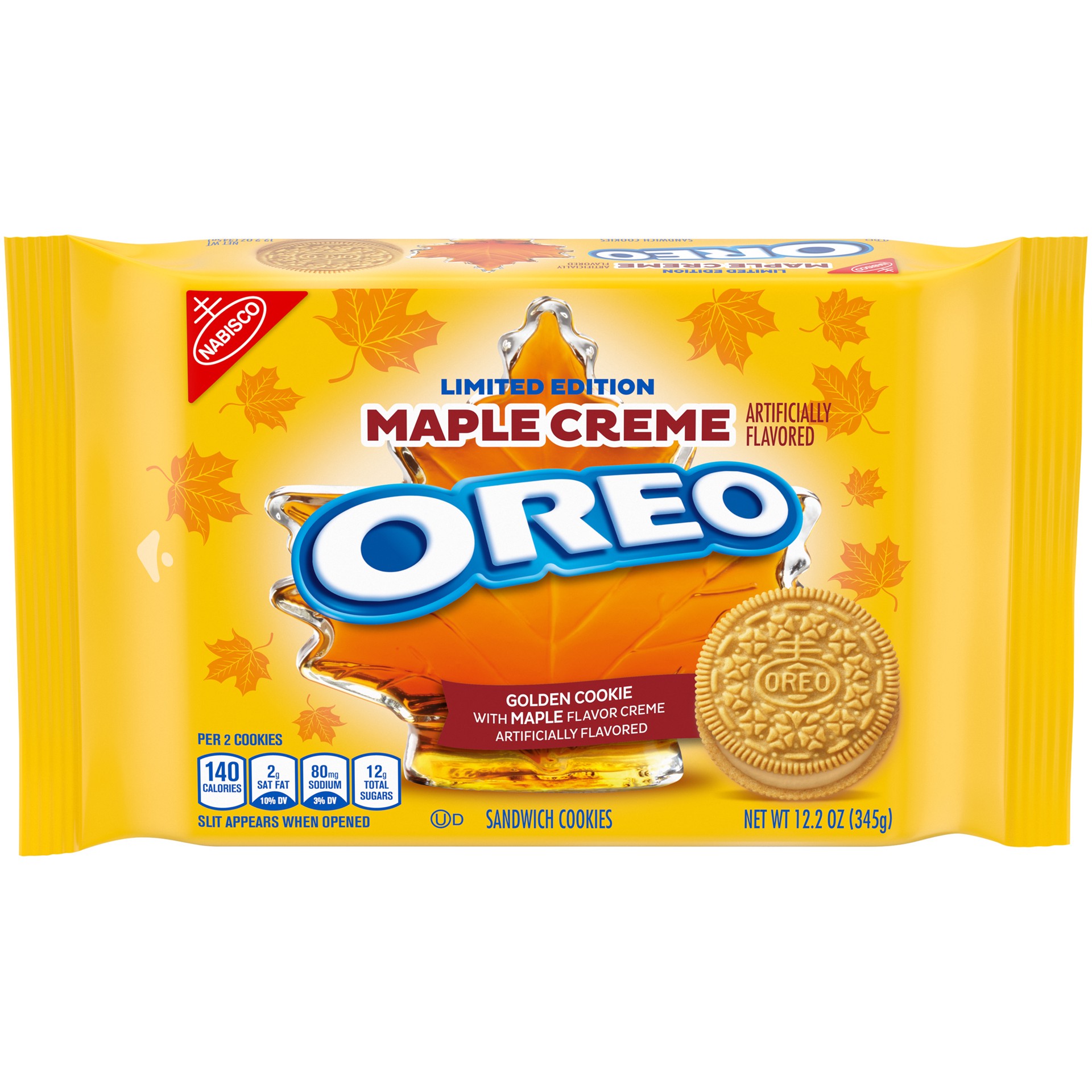 slide 1 of 9, OREO Golden Maple Creme Sandwich Cookies, 1 - 12.2 oz Packs
, 0.76 lb
