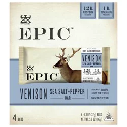 EPIC Venison Sea Salt & Pepper Bars, Keto Friendly, Gluten Free, 4 ct