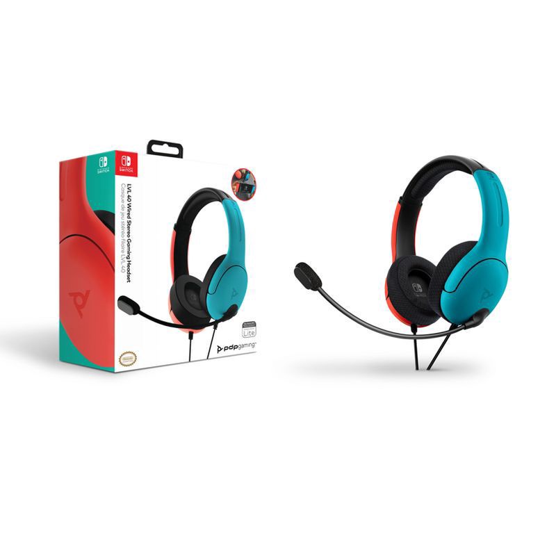 slide 7 of 10, PDP LVL 40 Wired Gaming Headset for Nintendo Switch - Blue/Red, 1 ct