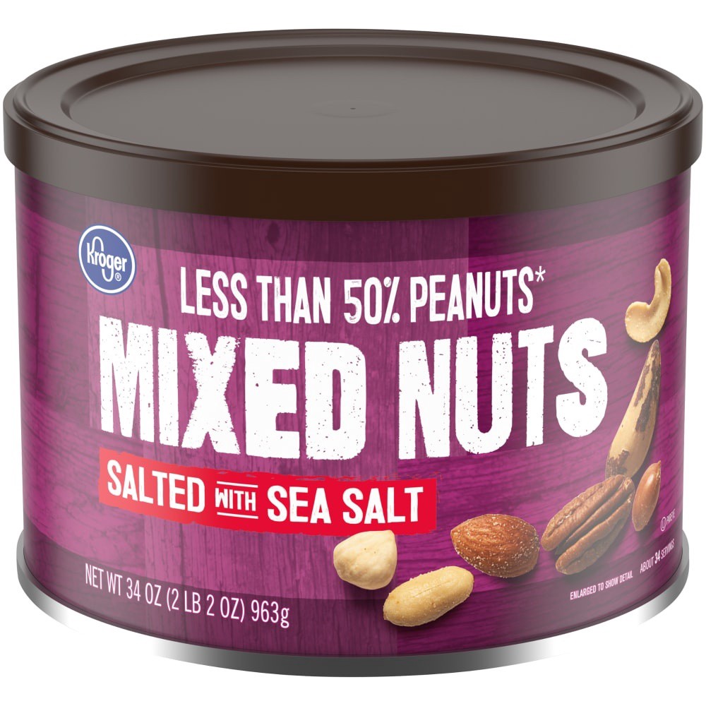 slide 3 of 3, Kroger Salted Mixed Nuts, 34 oz