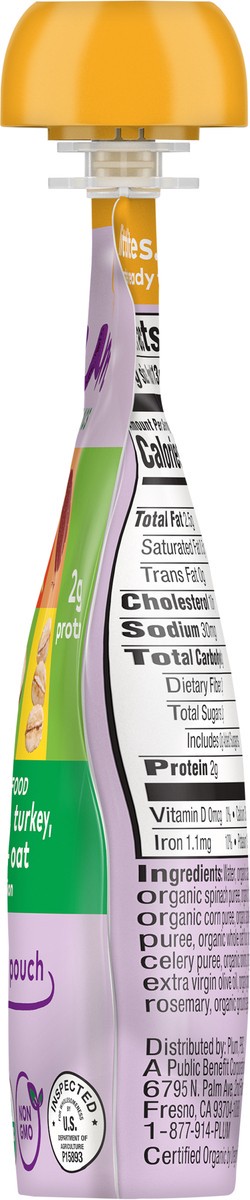 slide 5 of 9, Plum Organics Stage 3 Carrot, Spinach, Turkey, Corn, Apple + Oat 4oz Pouch, 4 oz