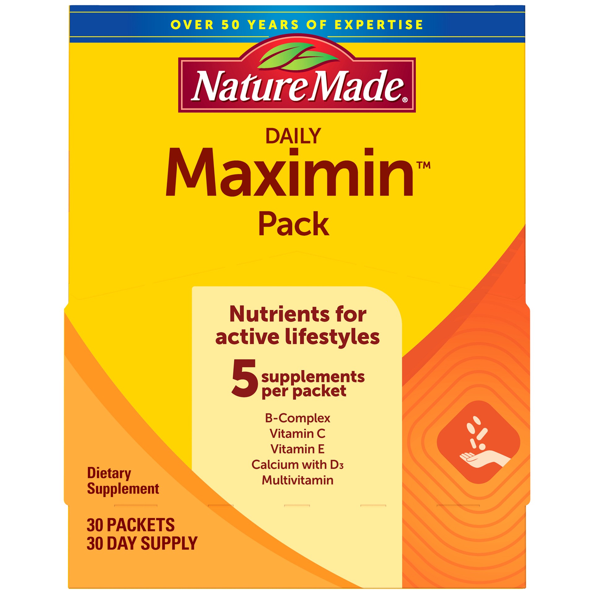 slide 1 of 6, Nature Made Daily Maximin Vitamin Pack, Dietary Supplement for Nutritional Support, 30 Packets, 30 Day Supply, 30 ct