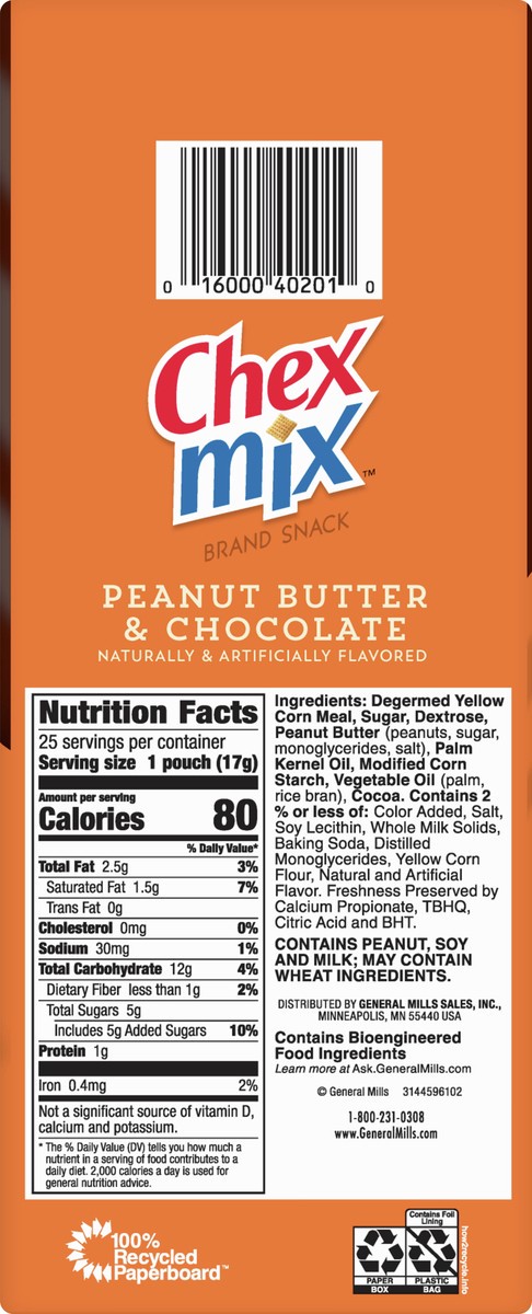 slide 4 of 9, Chex Mix Muddy Buddies Snack Mix Peanut Butter And Chocolate, 25 ct