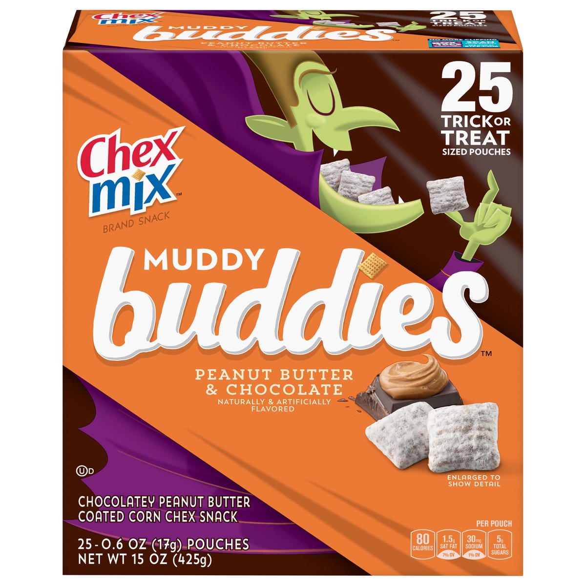 slide 1 of 9, Chex Mix Muddy Buddies Snack Mix Peanut Butter And Chocolate, 25 ct