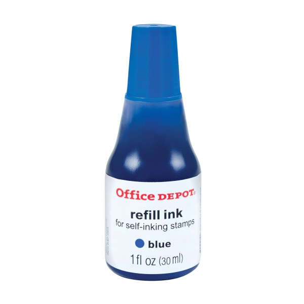 slide 1 of 1, Office Depot Brand Self-Inking Refill Ink, 1 Oz, Blue, 1 ct
