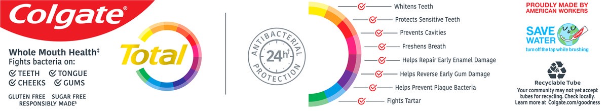 slide 2 of 7, Colgate Total Whitening + Fresh Boost Toothpaste, Mint Toothpaste, 5.1 Oz. Tube, 5.1 oz