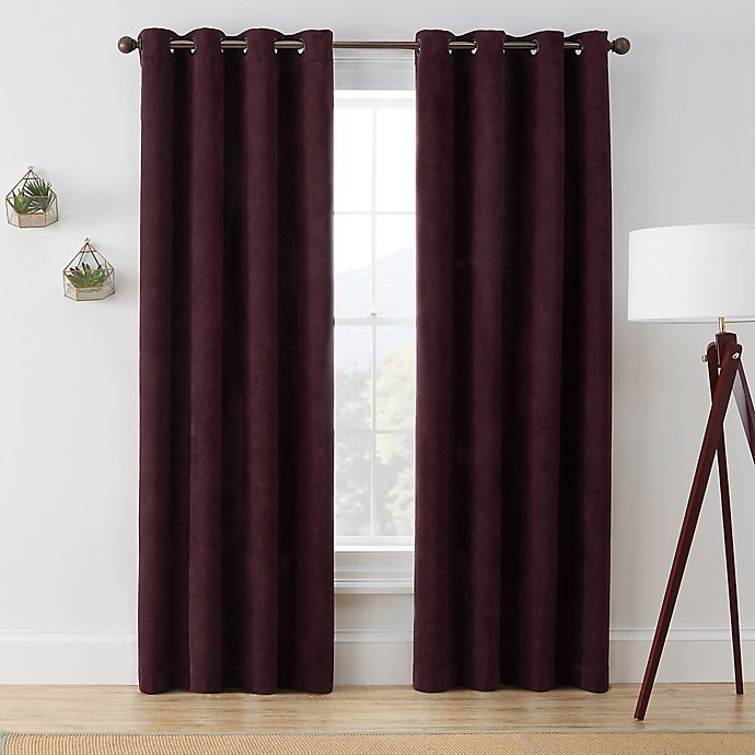 slide 1 of 5, Brookstone Marco Grommet Room Darkening Window Curtain Panel - Purple, 63 in