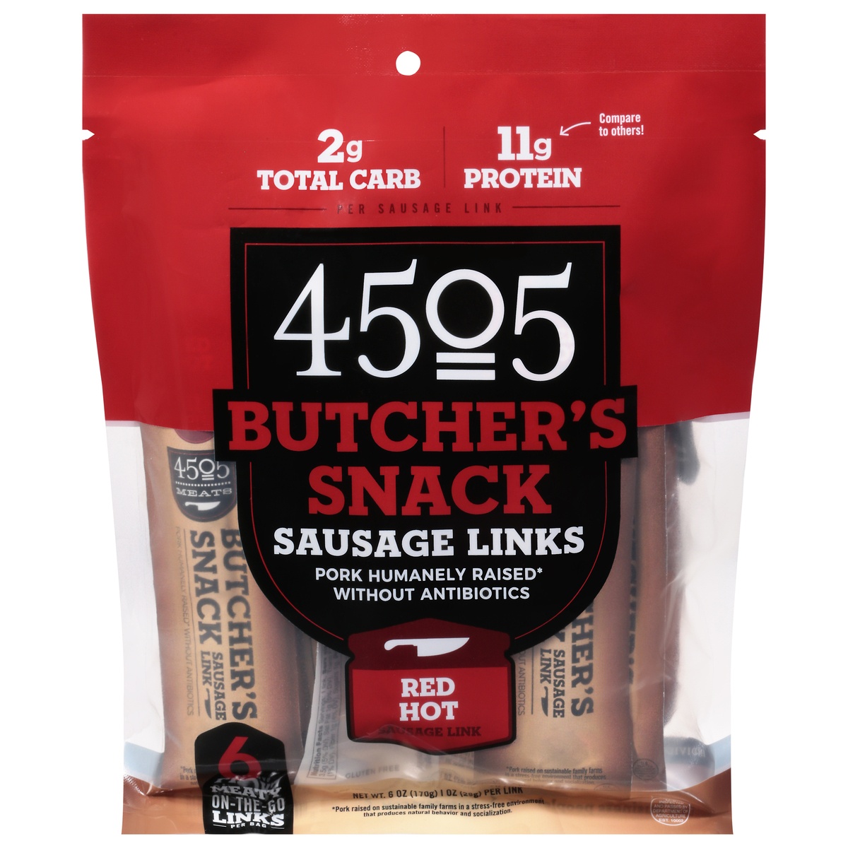 4505 Meats Butcher's Snack Red Hot Sausage Links 6 1 oz Links 6 ct Shipt