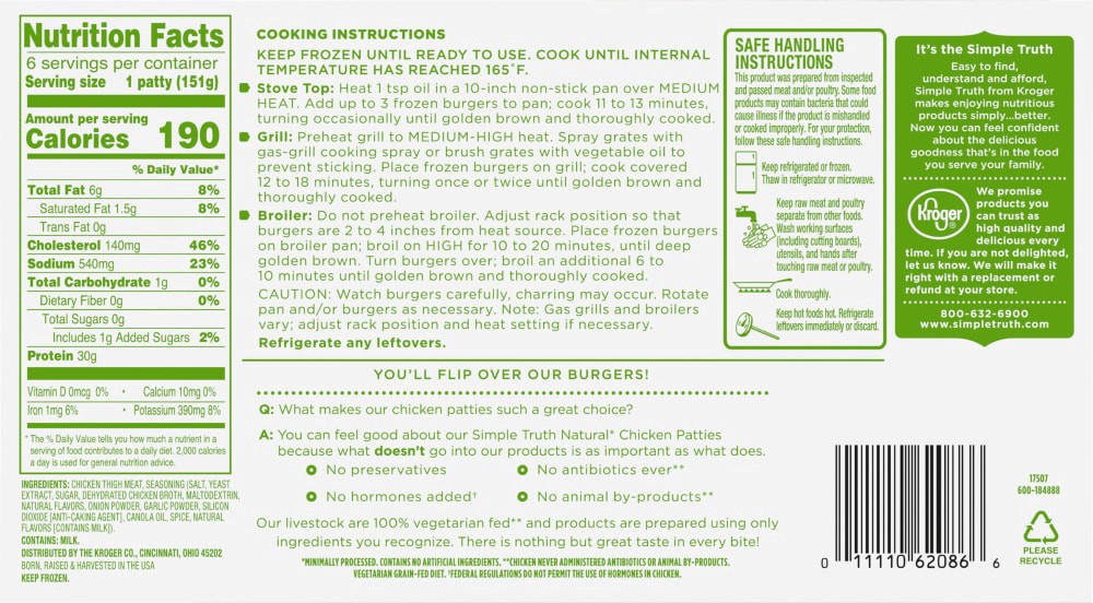 slide 2 of 2, Simple Truth Chicken Burgers, 32 oz