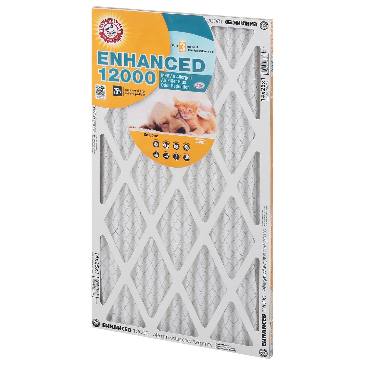 slide 7 of 9, ARM & HAMMER Enhanced 12000 Merv 8 Allergen Plus Odor Reduction Air Filter 1 ea, 1 ct