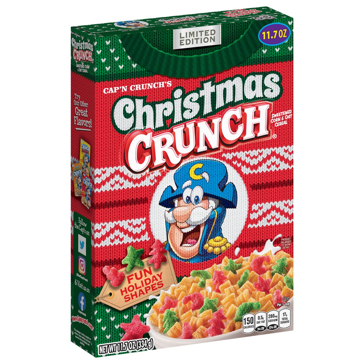 slide 5 of 8, Cap'n Crunch's Sweetened Corn & Oat Cereal Christmas Crunch 11.7 Oz, 11.7 oz