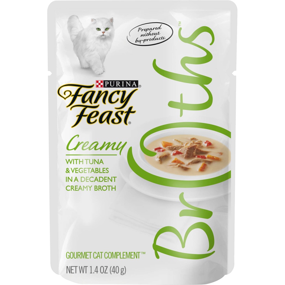 slide 1 of 5, Purina Fancy Feast Broths Creamy With Tuna Vegetables Gourmet Cat Complement, 1.4 oz