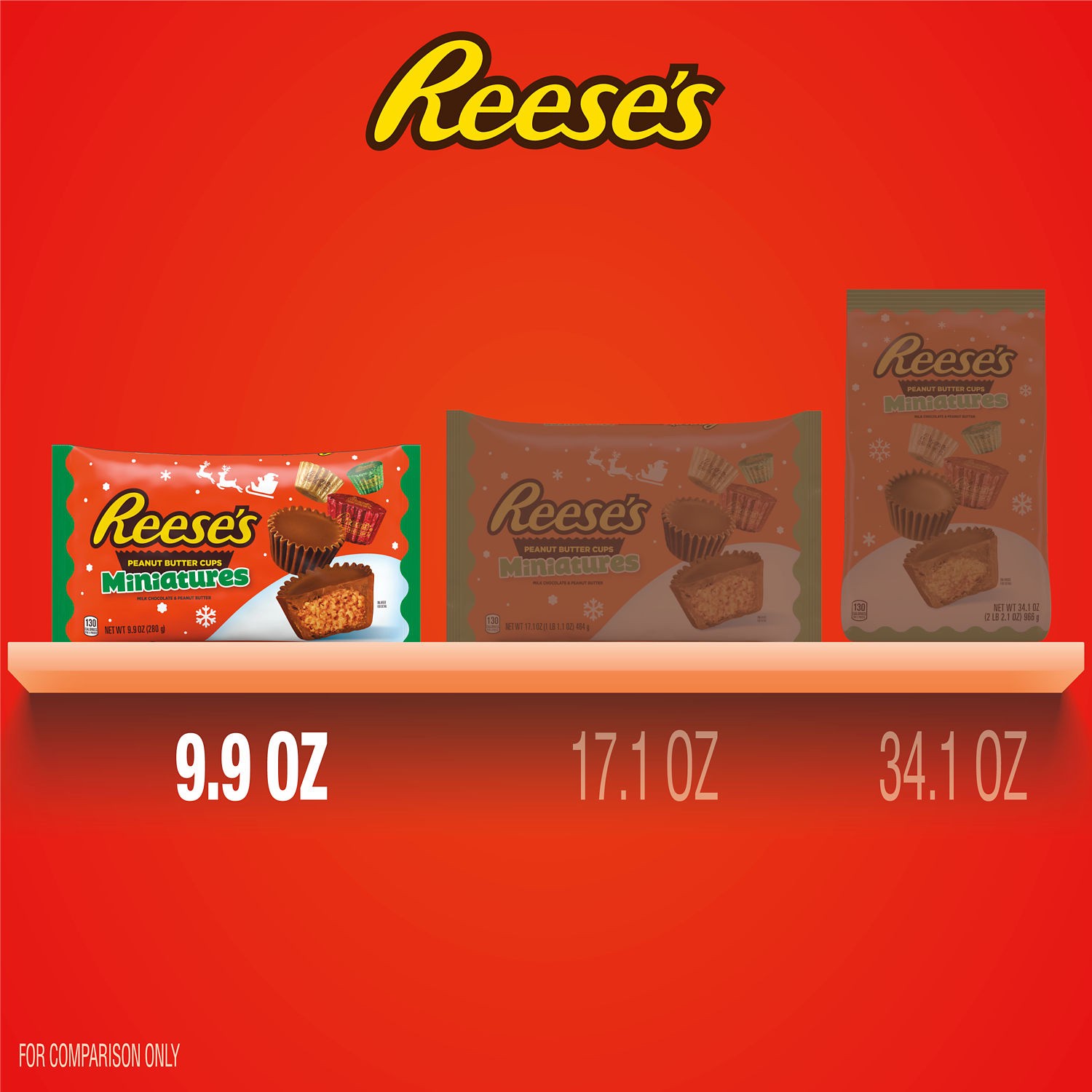 slide 7 of 8, REESE'S Miniatures Milk Chocolate Peanut Butter Cups, Christmas Candy Bag, 9.9 oz, 9.9 oz