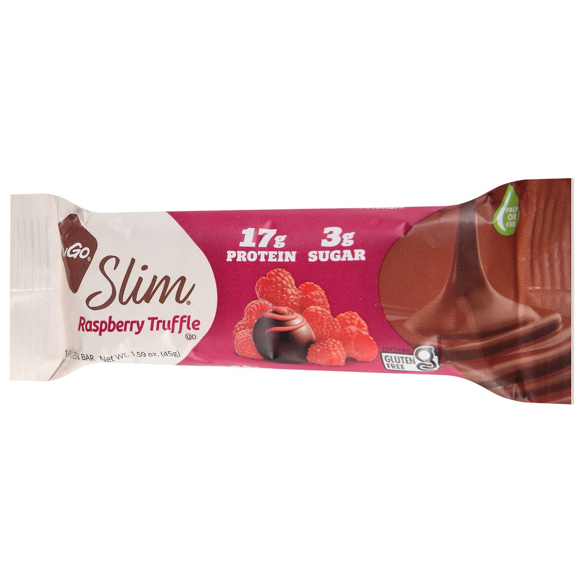 slide 4 of 9, NuGo Raspberry Truffle Slim Protein Bar, 1.59 oz