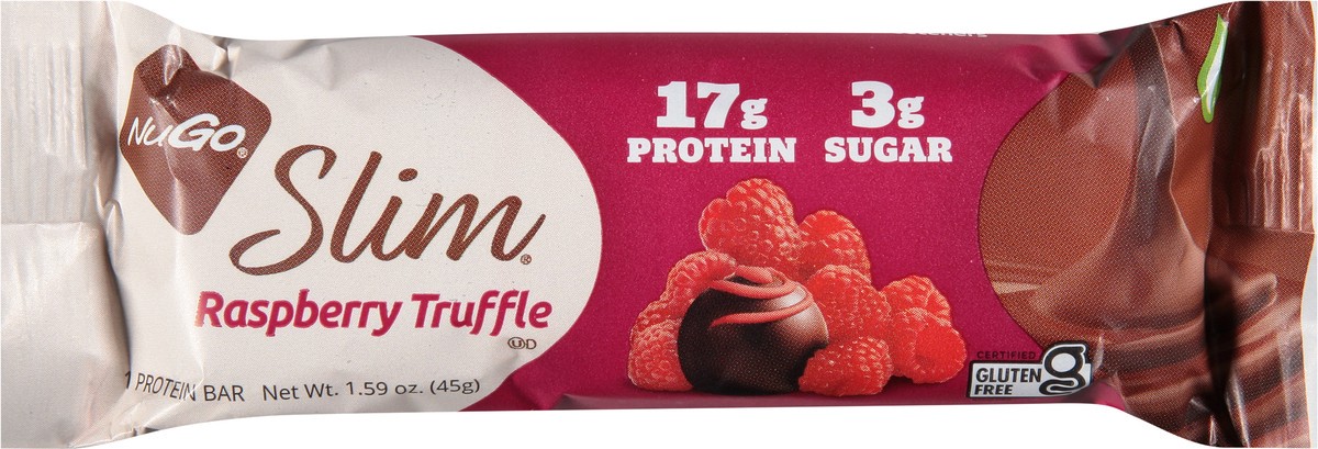 slide 5 of 9, NuGo Raspberry Truffle Slim Protein Bar, 1.59 oz