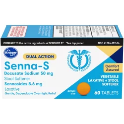 Kroger Sennas Vegetable Laxative Stool Softener Tablets