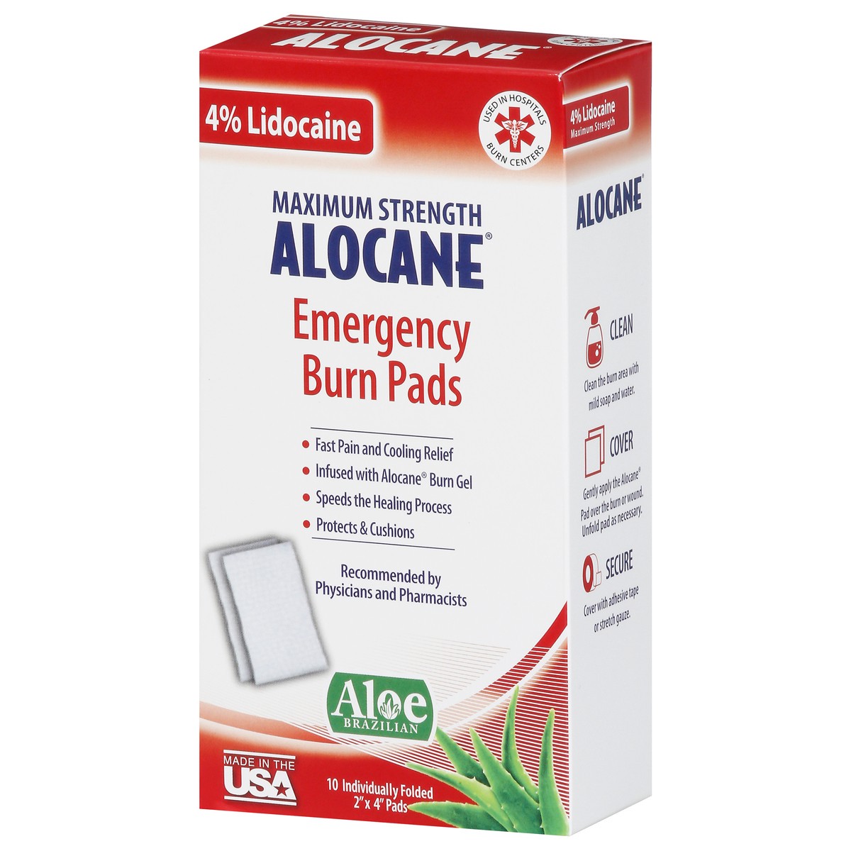 slide 3 of 9, Alocane Aloe Brazilian Maximum Strength Emergency Burn Pads 10 ea, 10 ct