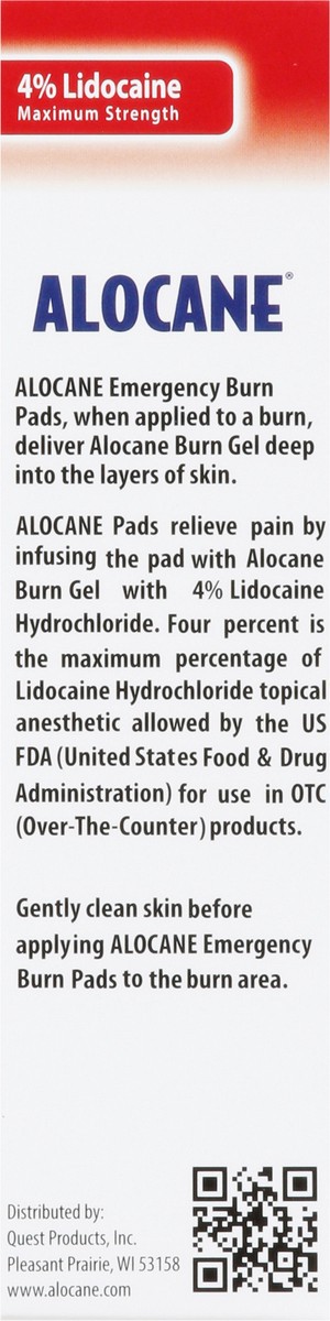 slide 7 of 9, Alocane Aloe Brazilian Maximum Strength Emergency Burn Pads 10 ea, 10 ct