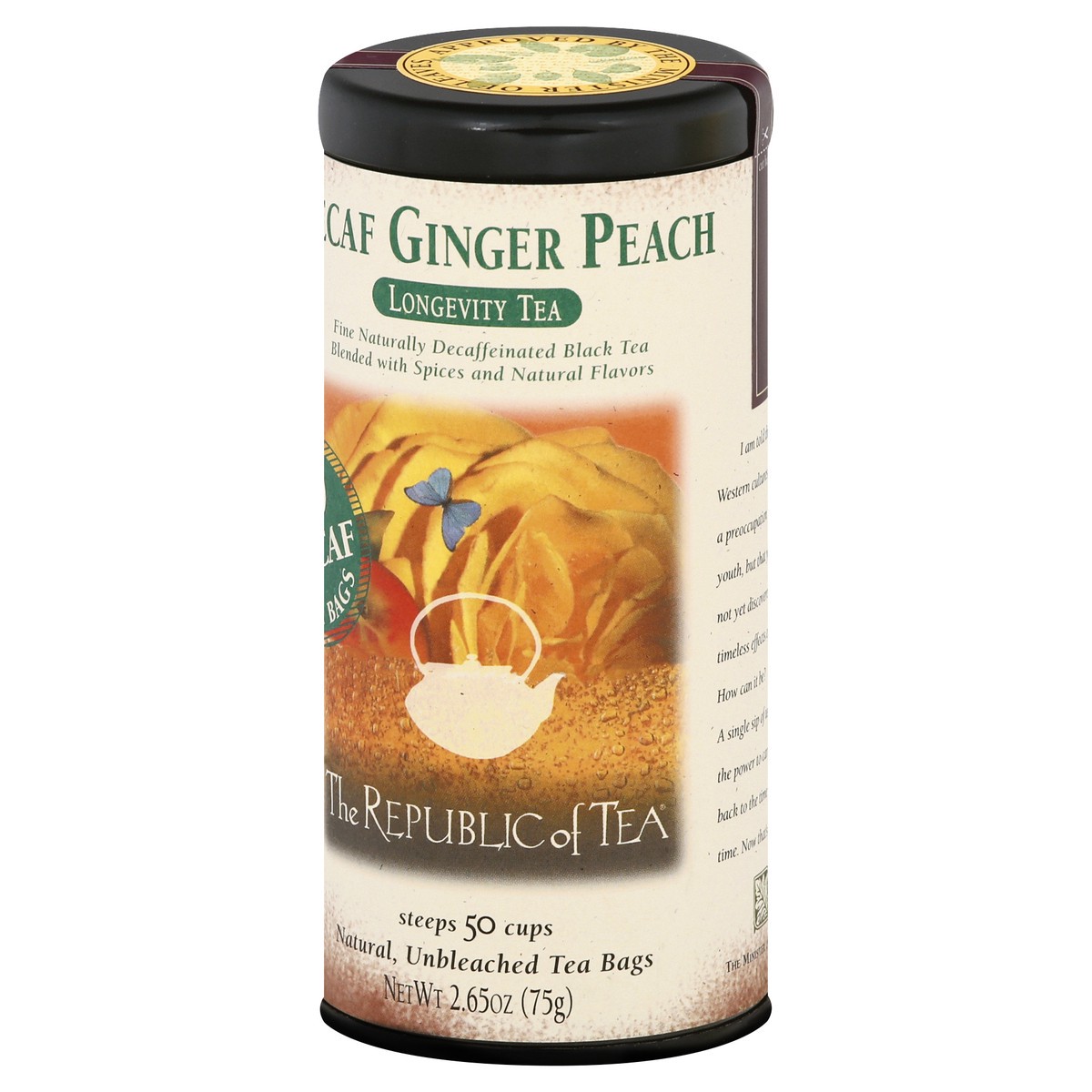 slide 4 of 9, The Republic of Tea Decaf Ginger Peach Longevity Tea - 50 ct, 50 ct