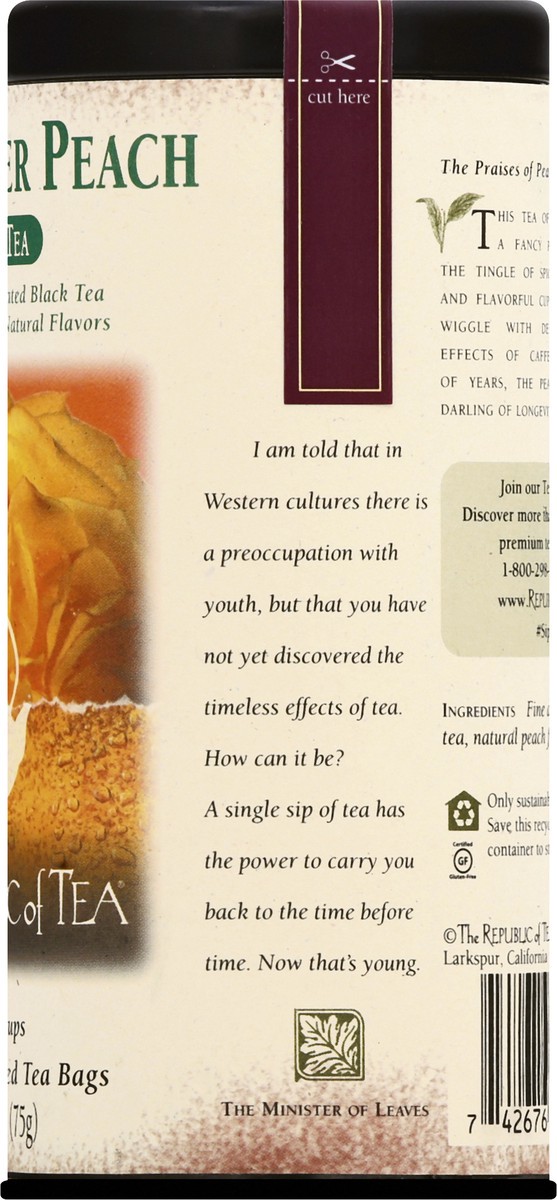 slide 7 of 9, The Republic of Tea Decaf Ginger Peach Longevity Tea - 50 ct, 50 ct