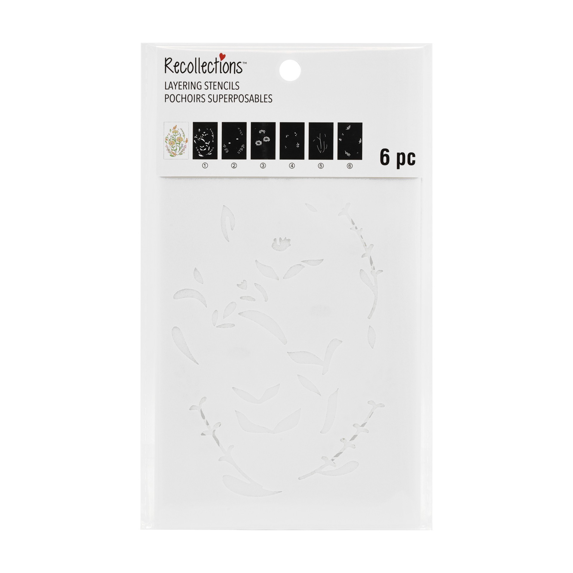 slide 4 of 4, 4" X 6" Wild Flowers Print Layering Stencil Set By Recollections, 4 in x 6 in