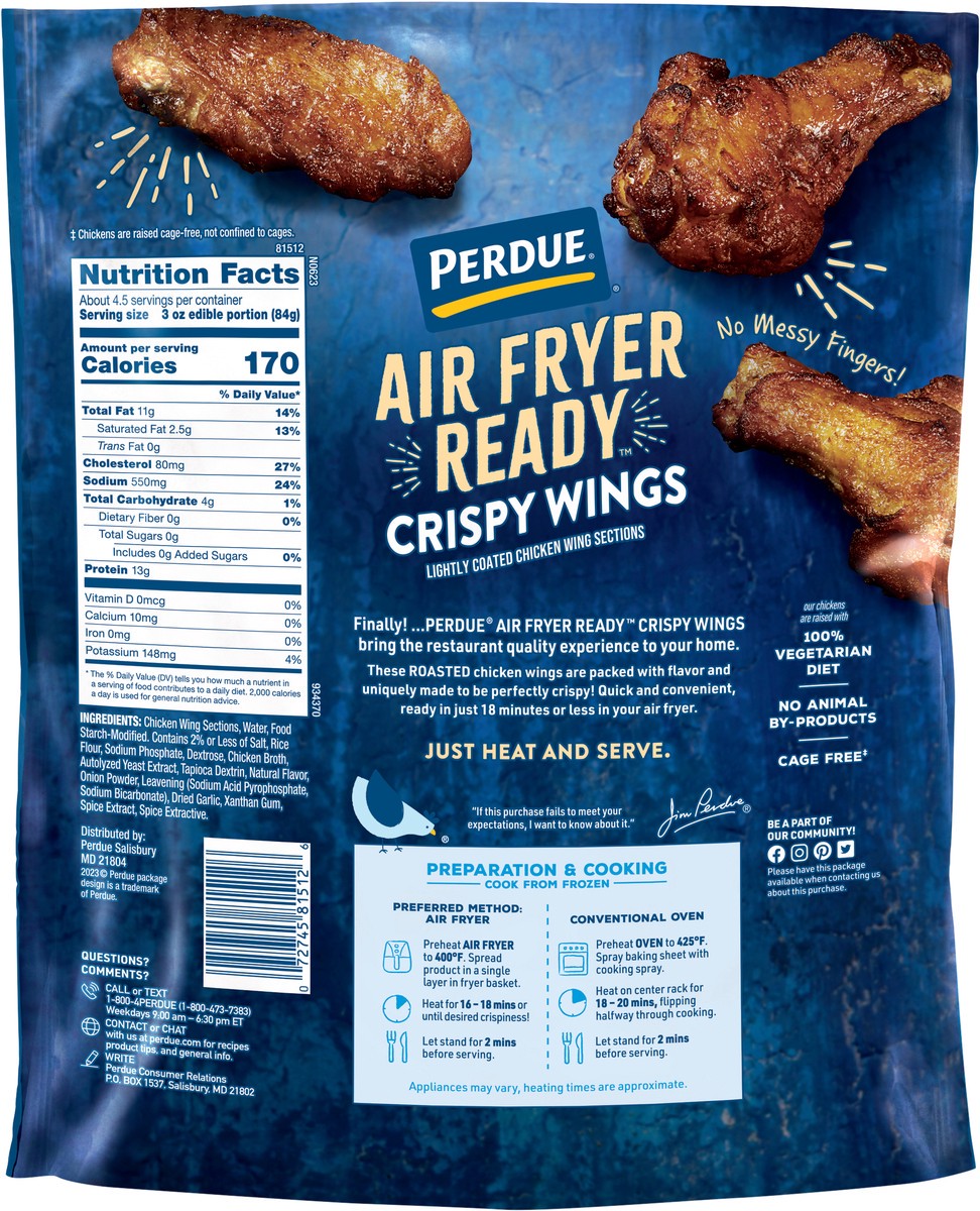 slide 4 of 7, PERDUE AIR FRYER READY™ Roasted Crispy Chicken Wings, 22 oz., 22 oz