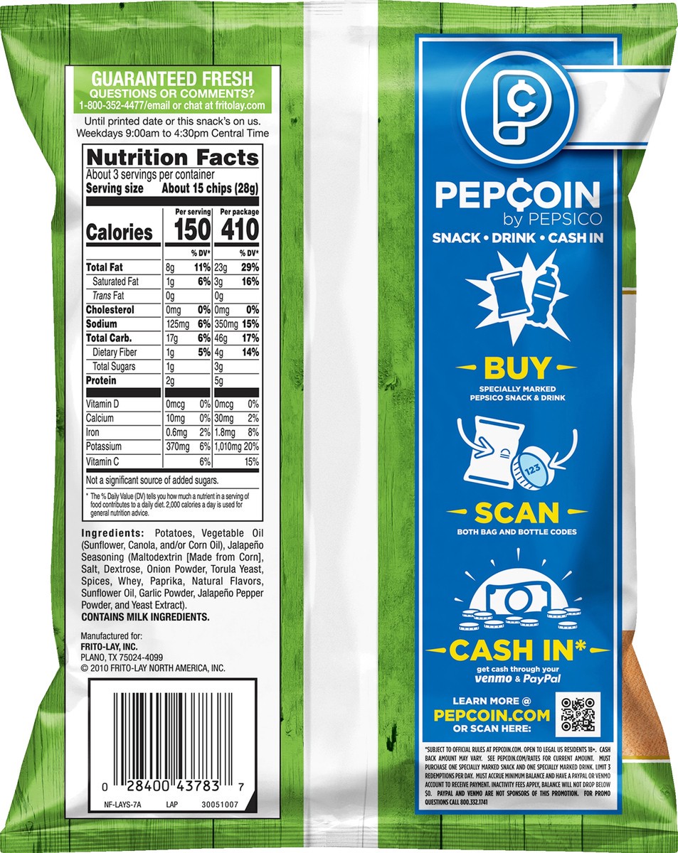 slide 3 of 5, Lay's Kettle Cooked Jalapeno Flavored Potato Chips 2.75 oz, 2.75 oz